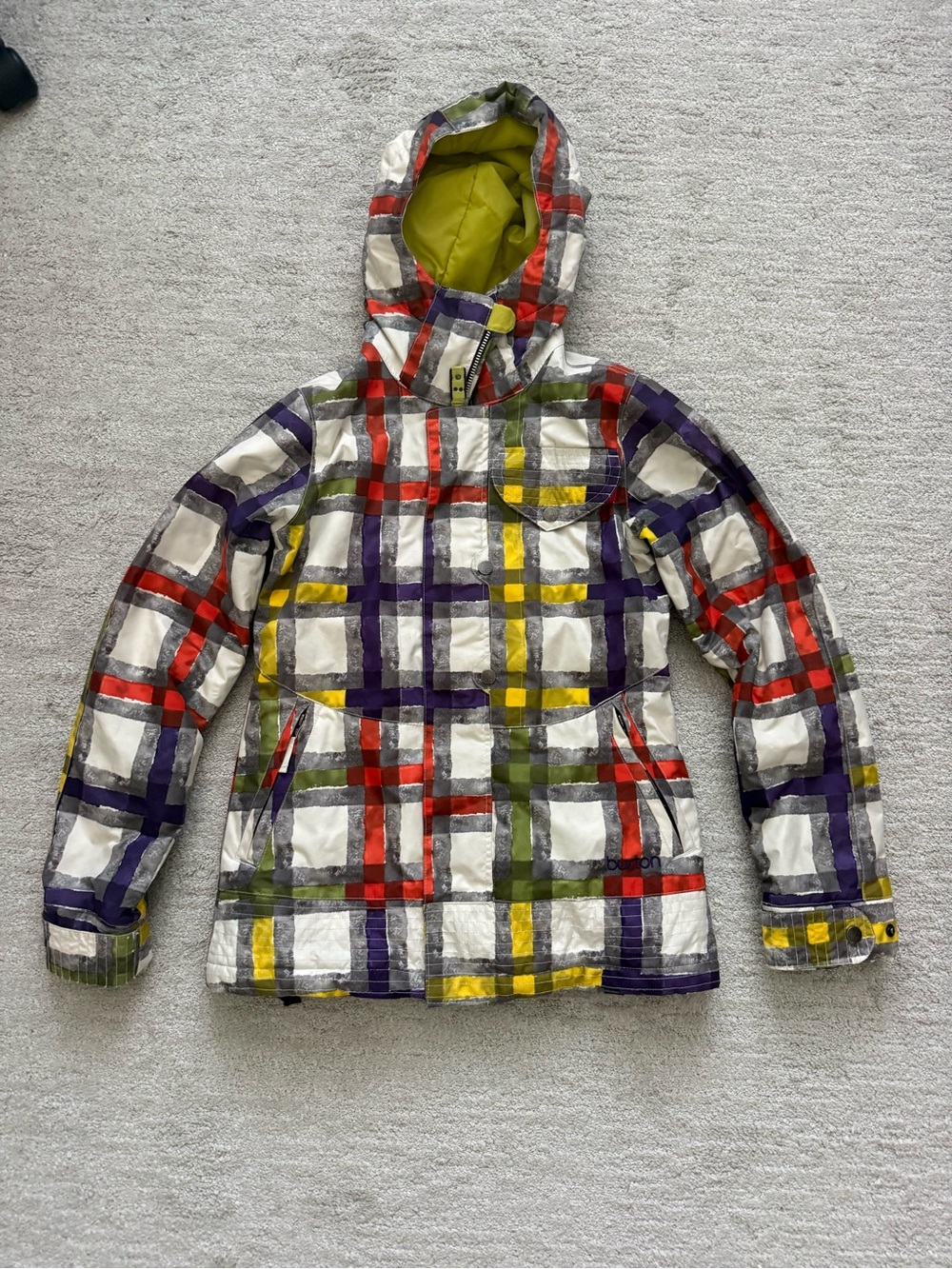 Burton Cool Flavors Dryride Women’s XS Plaid Hooded Puffer Jacket